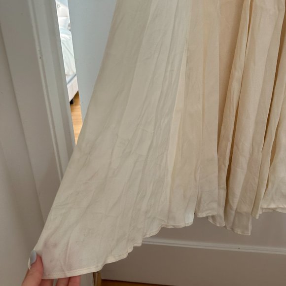 Reformation Lecce Maxi Crepe Dress Sz 4 Ivory Scoop Neck Full Skirt w/ Train - Picture 13 of 15